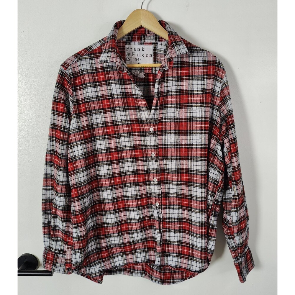Frank & Eileen Plaid Button Front Shirt Made in Italy Womens XL Style Eileen